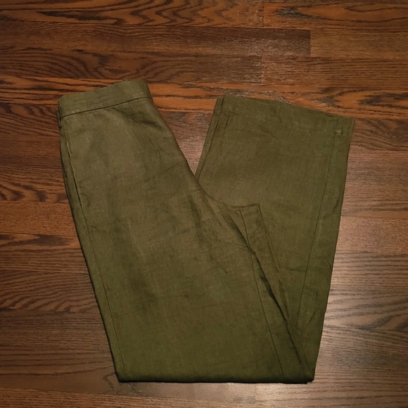 Women's Olive Green BODEN Linen Wide Leg Pants Sz 6L - Picture 1 of 5